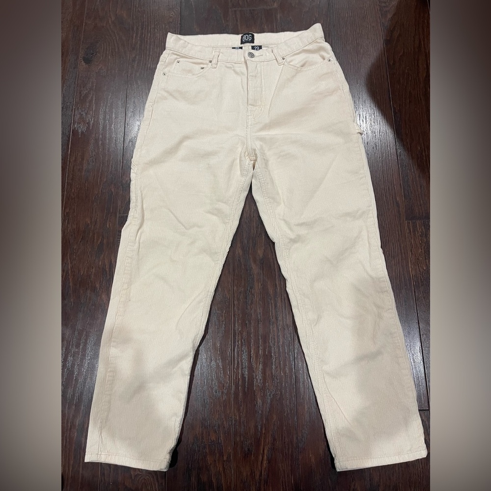 BDG Urban Outfitters Women Cream Corduroy Pants Size 29 Slim Straight